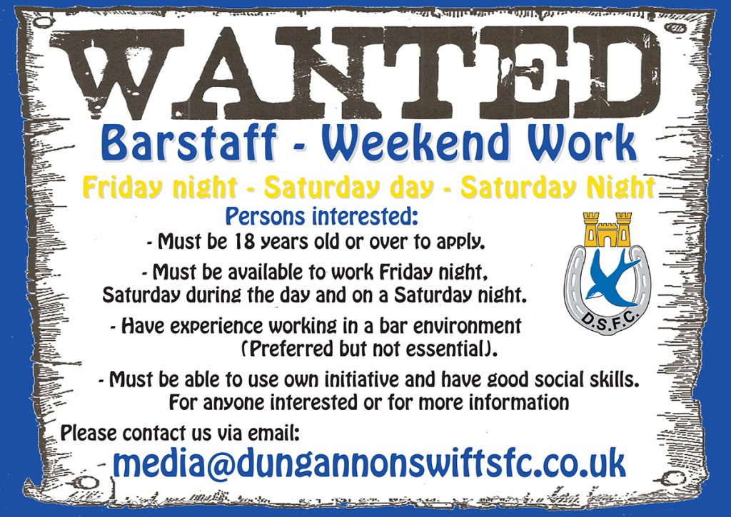 bar-staff-required-dungannon-swifts-fc