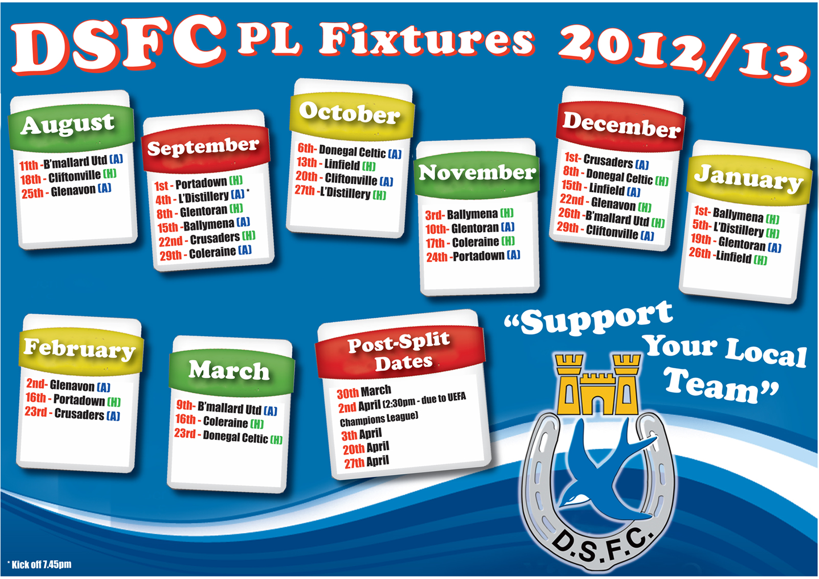 Swifts League Fixtures For 2012/12